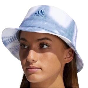 adidas Blue and White Tie-Dye Bucket Hat